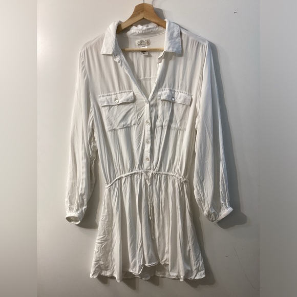 L*Space Amelia White Button-Down Swimsuit Cover-Up Dress Shirt Size S - Picture 2 of 15